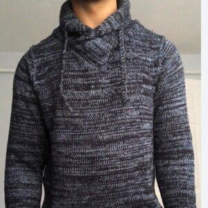 H&M Mens Long Sleeve Cowl Neck Pullover Knit Sweater Marled Grey Sz L